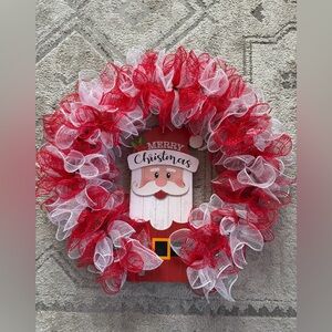 Santa 🎅 Themed Red and White Christmas Wreath